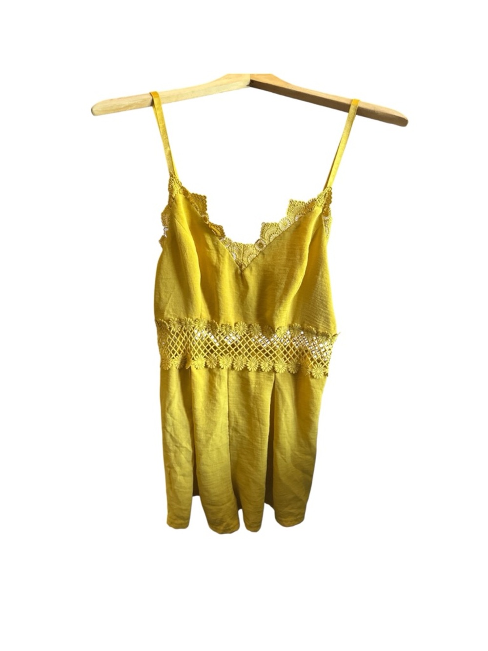 Haute Monde Women’s Size Medium Yellow Lace & Sunflower Crochet Chic Romper